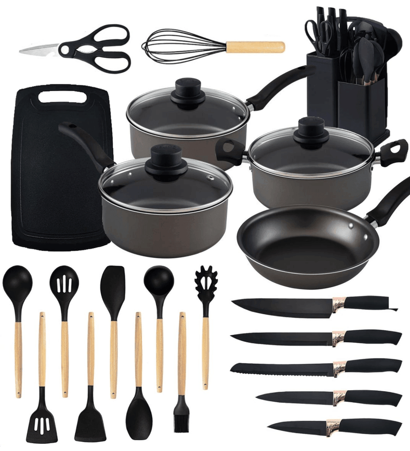 Kit Cozinha •  Panelas + Jogo de Utensílios (30 itens)