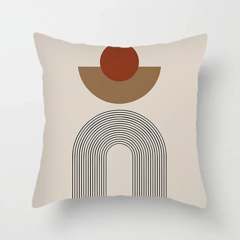 Creative Abstract Line Pattern Cushion Cover Home Decor Pillowcase Sofa Decoration Bird Peach Skin