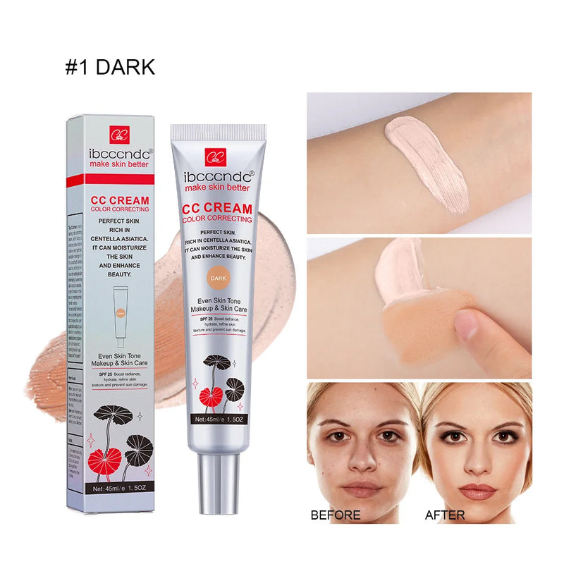 45ml Color Correcting CC Cream Facial Centella Asiatica Repair BB Cream Natural Concealer Whitening Liquid Foundation Cosmetics