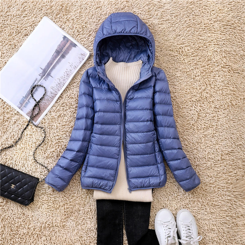 Women Puffer Jacket 15 Colors Plus Size 5XL 6XL 7XL 2022 New Spring Autumn Female Ultra Lightweight Packable Hooded Down Coats