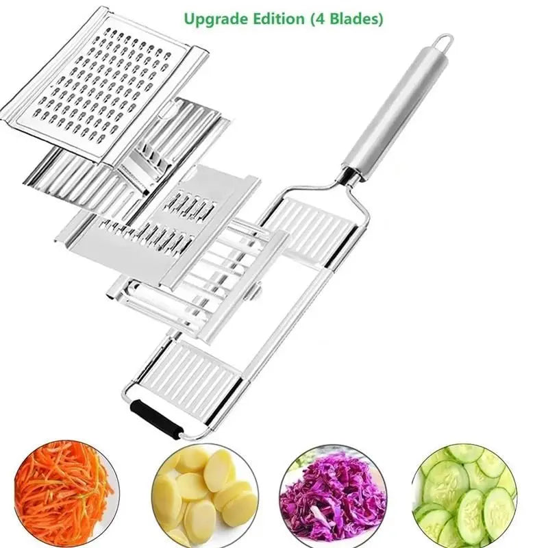 4 in1 Vegetable Slicer Stainless Steel Shredder Cutter Multi-Purpose Vegetable Slicer Cuts Set Manual Fruit Carrot Potato Grater