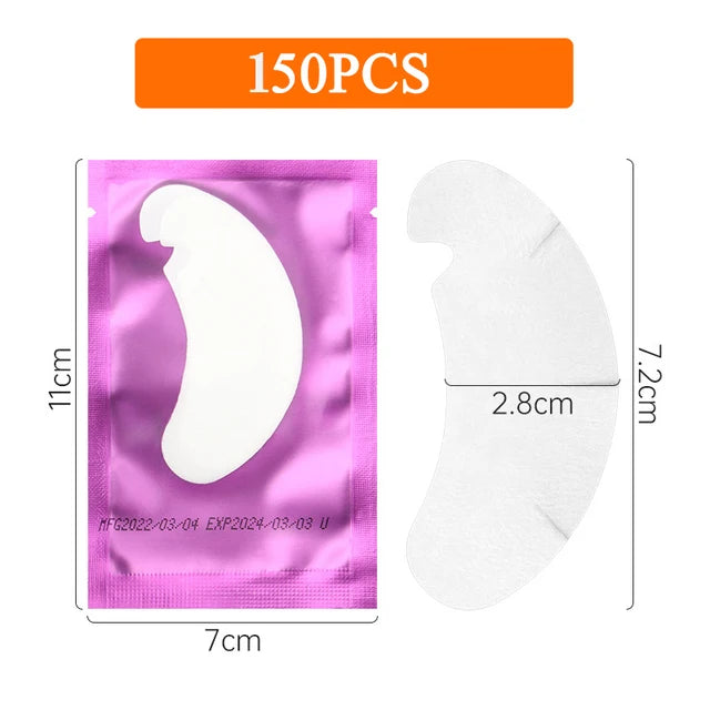 150 Pairs U Shape Notch Natural Eyelash Hair Extension Pad Set Collagen Aloe Hydrogel Eye Patch Eyelash Extension Mat Gel Set