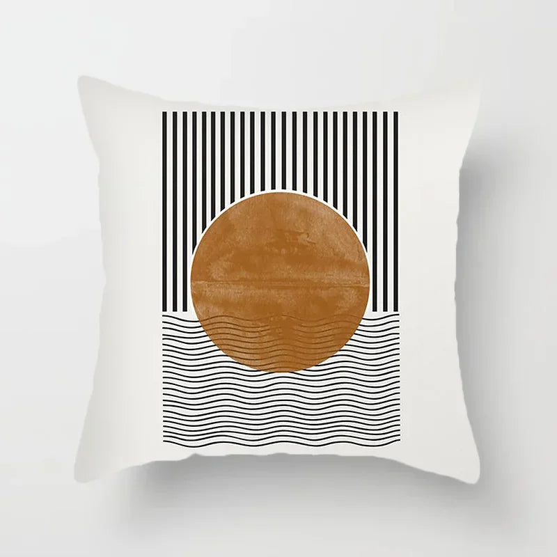 Creative Abstract Line Pattern Cushion Cover Home Decor Pillowcase Sofa Decoration Bird Peach Skin