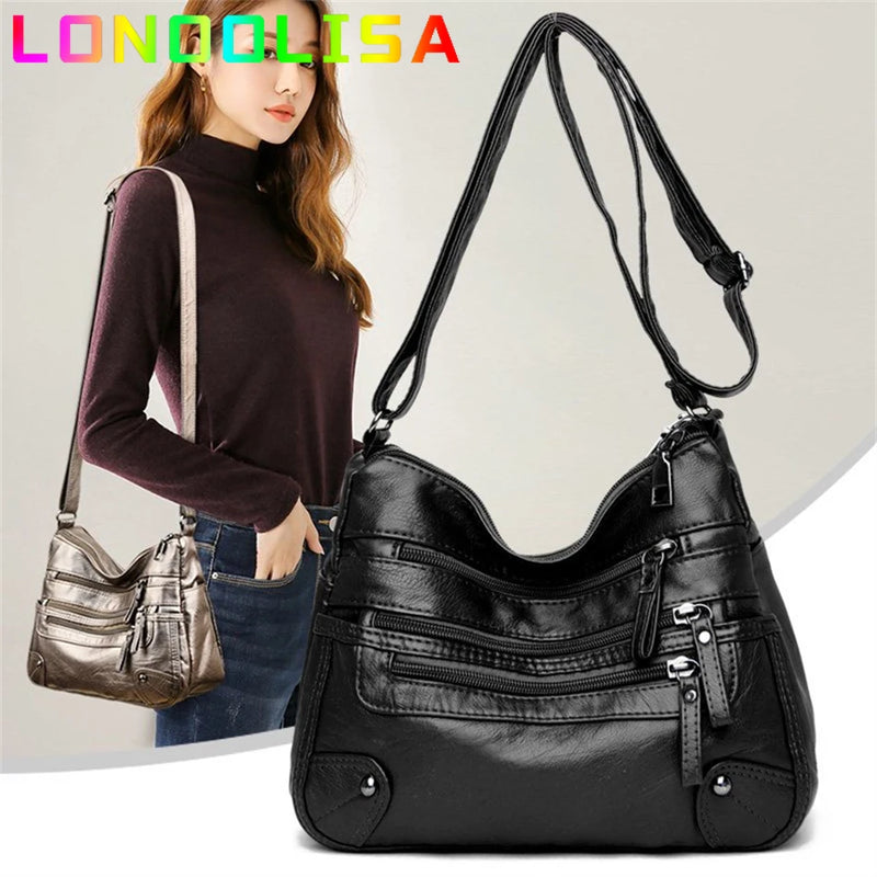 High Quality Women's Soft Leather Shoulder Bags Multi-Layer Pockets Classic Crossbody Bag Luxury Designer Handbags and Purses