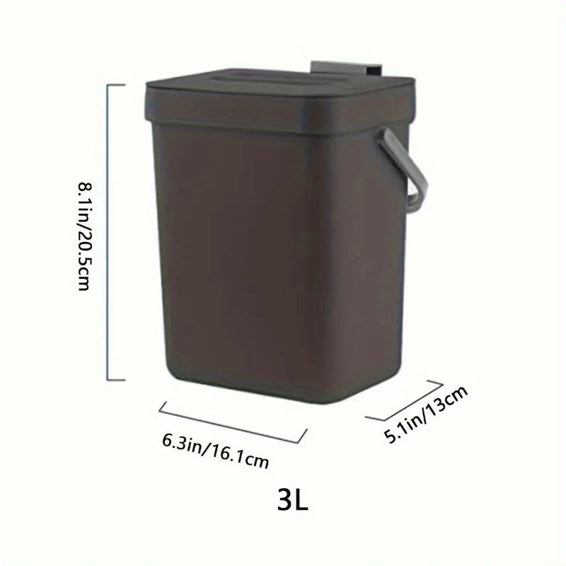 Space-Saving Quiet-Close Trash Can - 3/5L, Eco-Friendly Sealed Bin For Kitchen & Office, No Electricity Needed