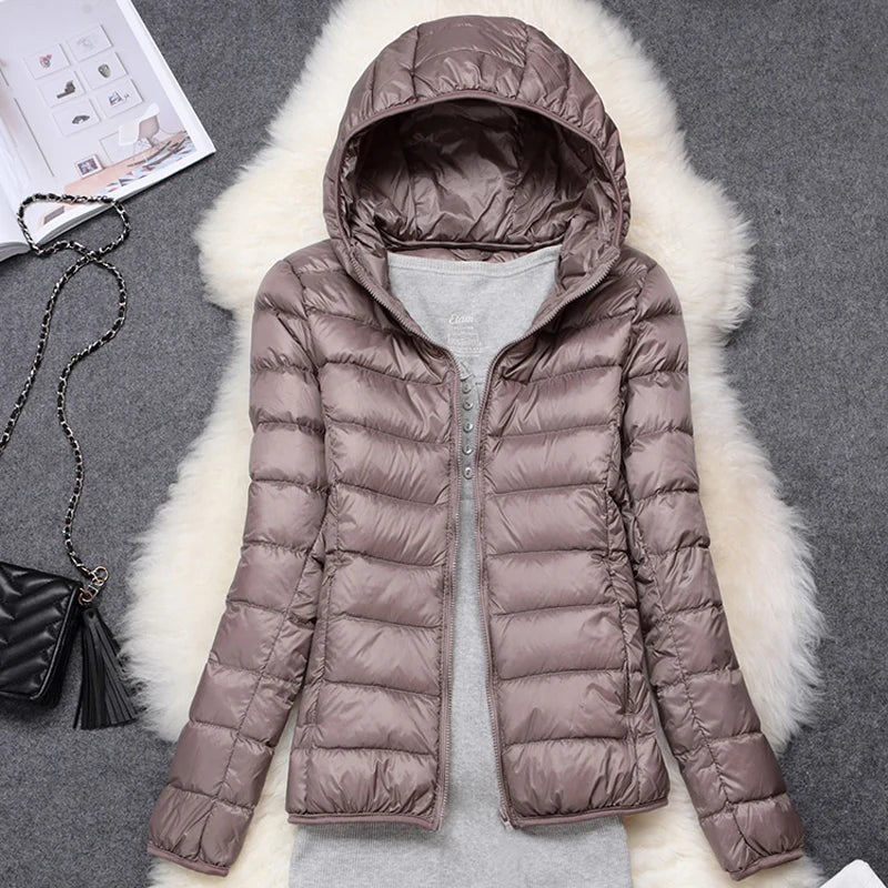 Women Puffer Jacket 15 Colors Plus Size 5XL 6XL 7XL 2022 New Spring Autumn Female Ultra Lightweight Packable Hooded Down Coats