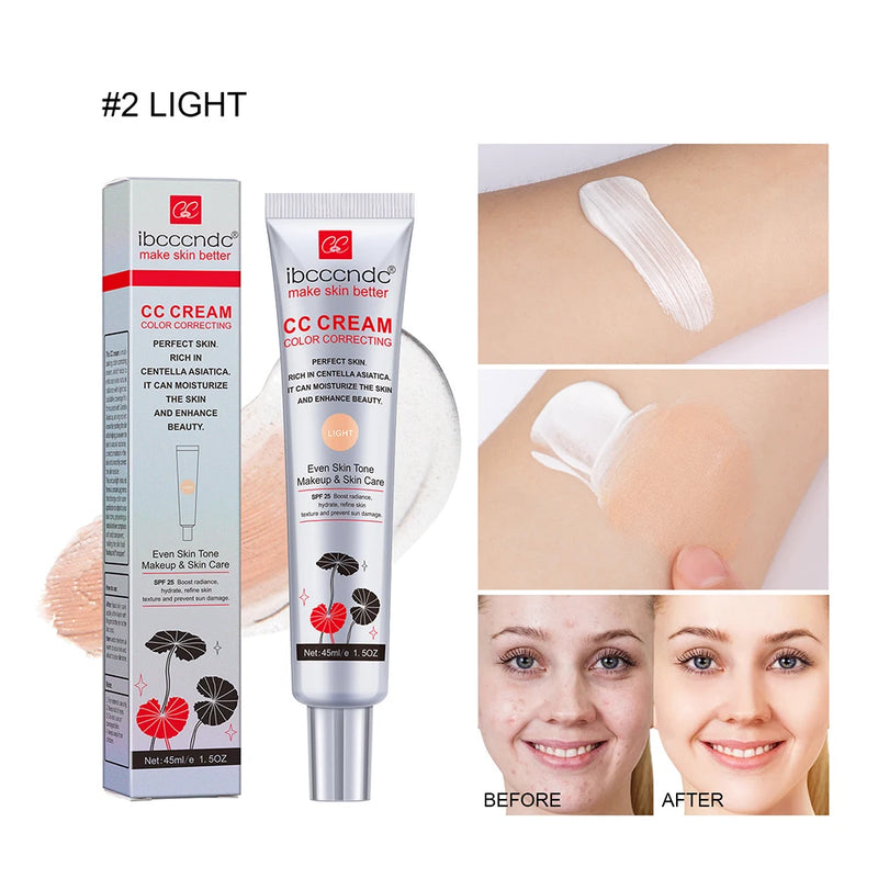 45ml Color Correcting CC Cream Facial Centella Asiatica Repair BB Cream Natural Concealer Whitening Liquid Foundation Cosmetics