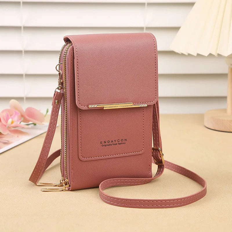 Crazy Bag Fashion Touch Screen Lock Cell Phone Bag Women's Mobile Phone Card Holder Crossbody Shoulder Bag