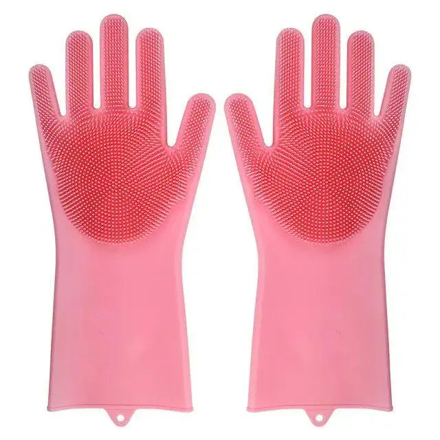 Dishwashing Cleaning Gloves Magic Silicone Rubber Dish Washing Gloves for Household Sponge Scrubber Kitchen Cleaning Tools