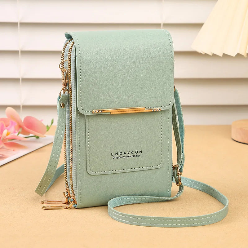 Crazy Bag Fashion Touch Screen Lock Cell Phone Bag Women's Mobile Phone Card Holder Crossbody Shoulder Bag