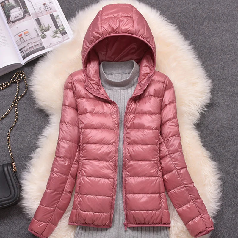 Women Puffer Jacket 15 Colors Plus Size 5XL 6XL 7XL 2022 New Spring Autumn Female Ultra Lightweight Packable Hooded Down Coats