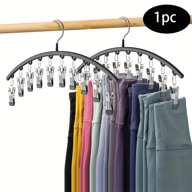 1/2/3PCS Closet Storage Hanger with 10 ClipsHangs 40 Pairs of LeggingsBlack HangerSpace-Saving Hanging Closet Organizer