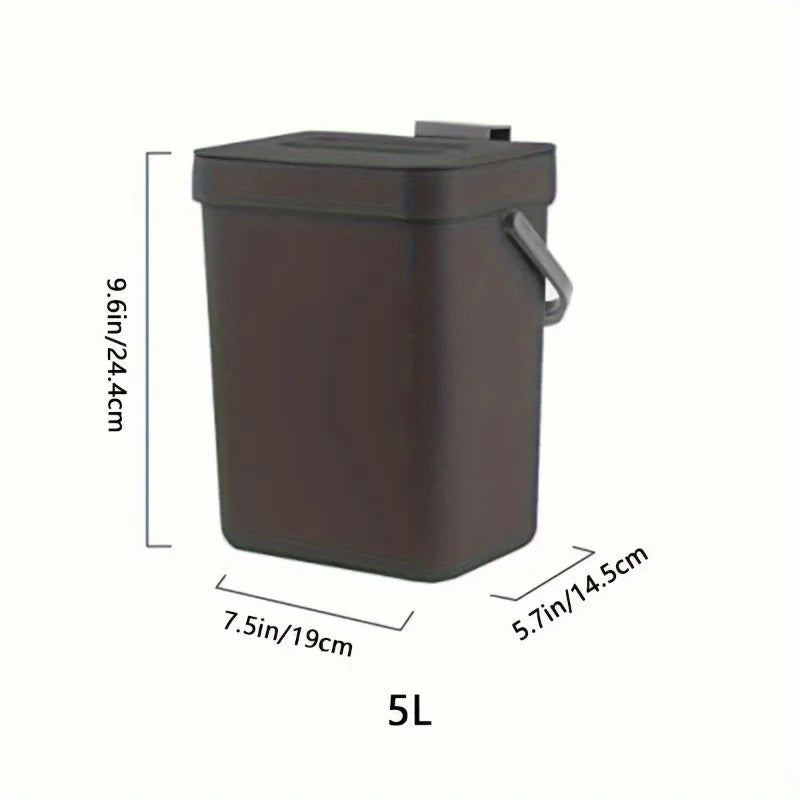 Space-Saving Quiet-Close Trash Can - 3/5L, Eco-Friendly Sealed Bin For Kitchen & Office, No Electricity Needed