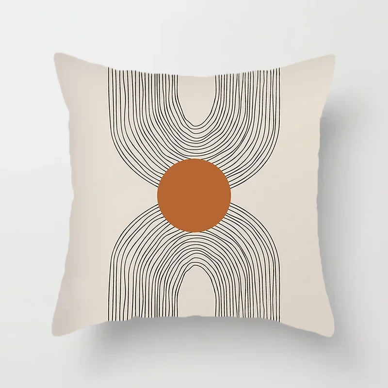 Creative Abstract Line Pattern Cushion Cover Home Decor Pillowcase Sofa Decoration Bird Peach Skin