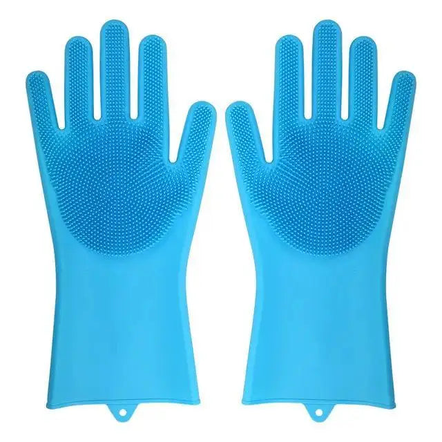 Dishwashing Cleaning Gloves Magic Silicone Rubber Dish Washing Gloves for Household Sponge Scrubber Kitchen Cleaning Tools