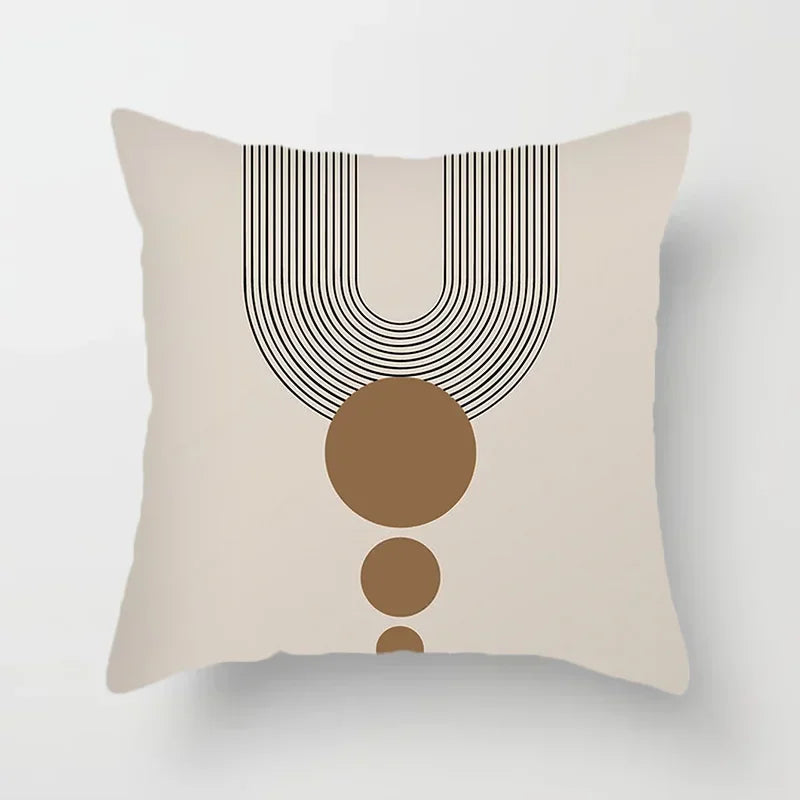 Creative Abstract Line Pattern Cushion Cover Home Decor Pillowcase Sofa Decoration Bird Peach Skin