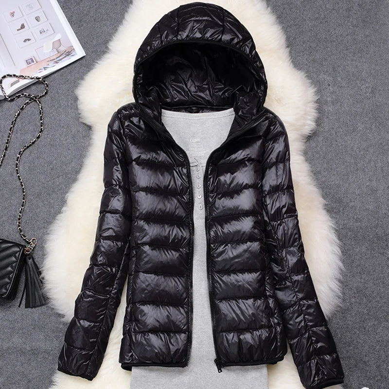 Women Puffer Jacket 15 Colors Plus Size 5XL 6XL 7XL 2022 New Spring Autumn Female Ultra Lightweight Packable Hooded Down Coats