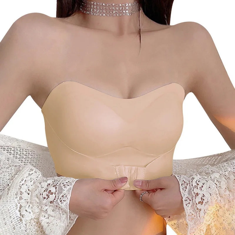 Invisible Strapless Bra For Women Wireless Push Up Non Slip Wedding Brassiere Big Breasts Underwear Sexy Lingerie S-Xl Plus Size