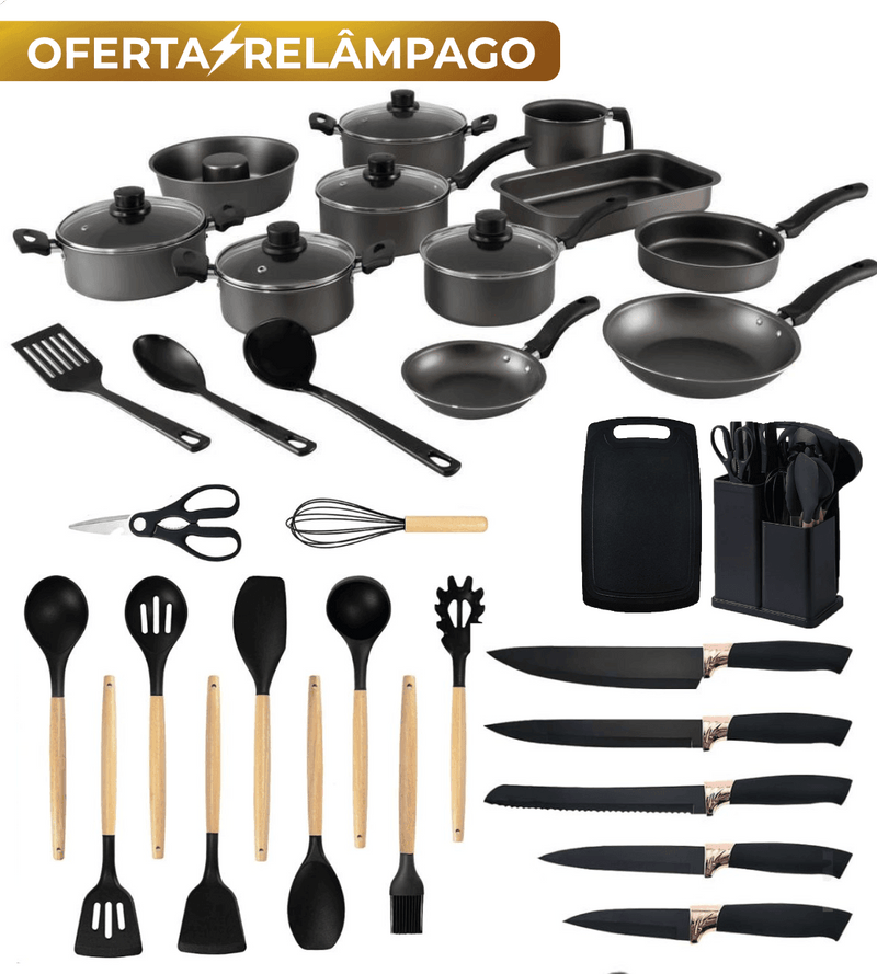 Kit Cozinha •  Panelas + Jogo de Utensílios (30 itens)