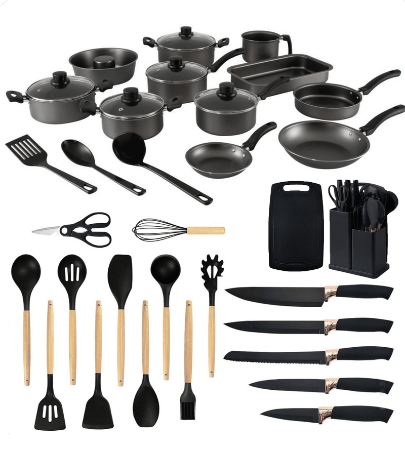 Kit Cozinha •  Panelas + Jogo de Utensílios (30 itens)